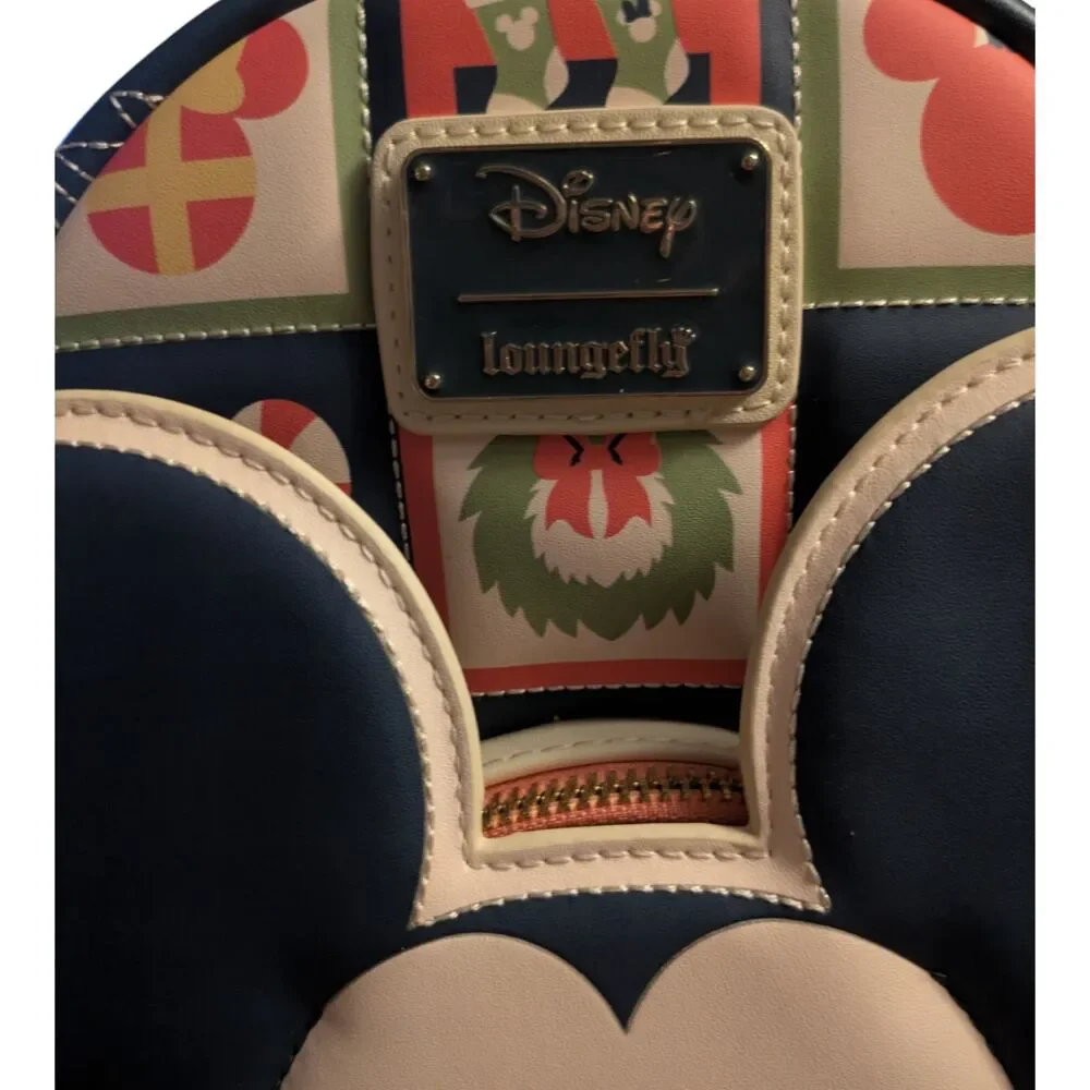 Disney Loungefly Mickey Mouse Holiday Mini Backpack Christmas Print NWT